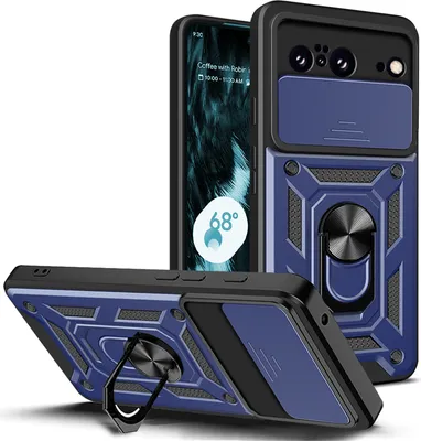 Produktbild von Outdoor Panzer Hülle Google Pixel 8 Handyhülle mit Kameraschutz Ringhalter Cover Blau
