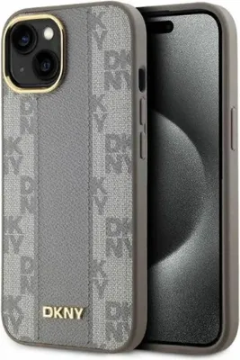 Obrázok produktu pre Etui Dkny Leather Checkered Mono Pattern Magsafe Na Iphone 14 - Beżowe