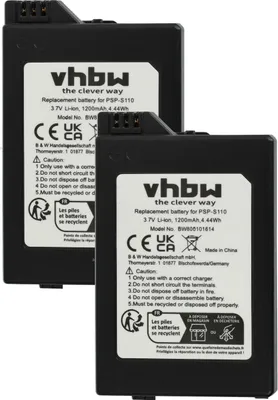 Produktbild von vhbw 2x Akku Ersatz für Sony PSP-S110 für Spielekonsole (1200 mAh, 3,7 V, Li-Ion)