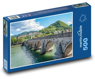 Obrázok produktu pre Puzzle 500 Starý kamenný most v horách - martinpuzzle