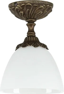 Produktbild von Messing Deckenlampe Glas Schirm Weiß Bronze antik Jugendstil Handarbeit E14 Deckenleuchte Schlafzimmer Flur