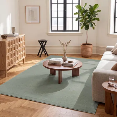 Produktbild von Waschbarer Kurzflor Teppich, rutschfest & weich, Einfarbig für Wohnzimmer, Schlafzimmer, Küche & Kinderzimmer