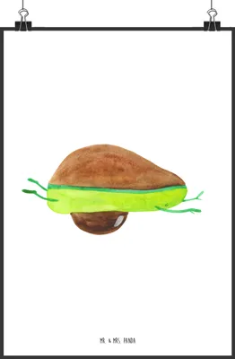 Produktbild von Mr. & Mrs. Panda Bild Avocado Yoga DIN A0 - Weiß - Geschenk, Wandbild, Bauch, kunstdruck poster, Humor, drucke, Haha, Hilfe, Plakat, wanddeko, Sport