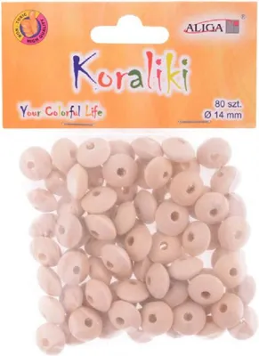 Image de Perles plates en bois 14mm 80 pièces