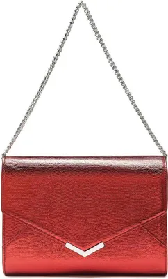 Immagine prodotto di Borsa a tracolla da donna, rossa, in materiale sintetico, con catena, dimensioni 24x4x17 cm