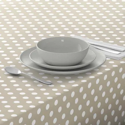 Produktbild von Unyqoos® Stilvolle abwaschbare Tischdecke 140 x 240 cm, rechteckig, beige mit 30 mm Punkten, wasserabweisend, für Innen & Außen