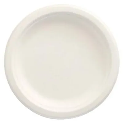 Produktbild von 500 Papstar Teller, Zuckerrohr pure ungeteilt Ø 15 cm, 2 cm weiss 89733