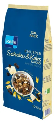 Produktbild von Kölln Müsli Knusper Schoko & Keks Kakao Sparpack, 4x1050g