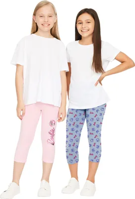 Produktbild von Barbie 3/4 Leggings für Mädchen Kinder Leggins Hose Mädchenhose Sporthose Blau/Rosa (2er Pack) 134-140