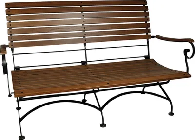 Produktbild von Casa Padrino Jugendstil Gartenbank Dunkelbraun / Schwarz 150 x 62 x H. 96 cm - Klappbare Garten Sitzbank - Holz Eisen Garten Möbel - Barock & Jugendstil Garten Möbel