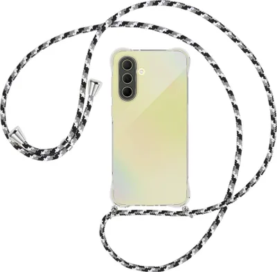 Produktbild von Handykette Backcover-Schutzhülle mit Band (Metall silberfarben) für Samsung A36 5G - schwarz/grau/weiß