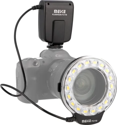 Produktbild von Makro Ringblitz Ringleuchte für Canon EOS DSLR SLR Kameras FC-110 Blitz & Dauerlicht auch für Videoaufnahmen