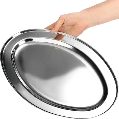 Zdjęcie produktu dla Owalna taca do serwowania Ilsa z rantem, stal nierdzewna, 45 cm