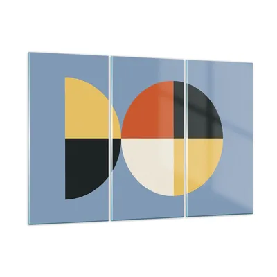 Produktbild von Bilder auf glas - 3 Teile - Stück Geometrisch Rad - 105x70cm - Glasbilder - Wandbilder - Bilder - zum Aufhängen bereit - Wanddekoration aus Glas - Glas Bilder - Wandbild auf Glas - GCE105x70-4771