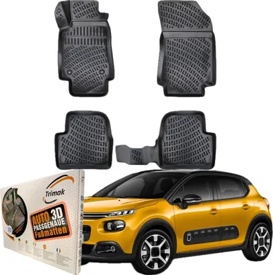 Produktbild von Trimak Autofußmatten kompatibel mit Citroen C3 3.Gen. ab 2017 Auto Allwetter Gummimatten