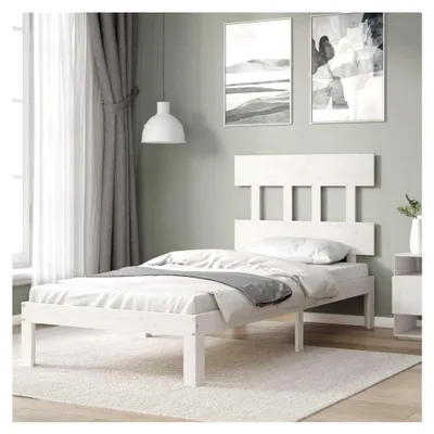 Produktbild von Bettgestell Weiß 90x200 cm aus Massivholz Kiefer