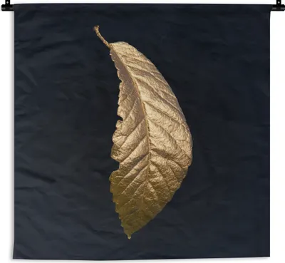 Produktbild von MuchoWow® Wandteppich Wandbehang Blätter - Luxus - Gold - Schwarz - Natur 150x150 cm Tapisserie Dekoration Wandtuch - Wohnaccessoires - Modernes