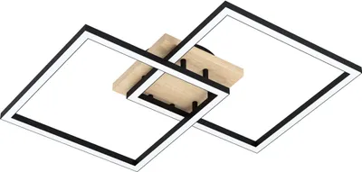 Productafbeelding van Zigbee plafondlamp Lomaltas-Z zwart met houtlook - vierkant