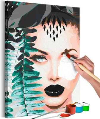 Produktbild von Vlies Malen nach Zahlen - Black Lips 40x60 cm Menschen n-A-1564-d-a