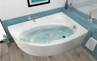 Produktbild von ECOLAM Badewanne Eckbadewanne Eckwanne Rechteck Wanne Acryl Carmen 170x100 RECHTS Schürze Füße Silikon Ablaufgarnitur GRATIS