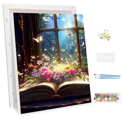 Immagine prodotto di Kit per dipingere per adulti, con cornice, soggetto: farfalla, dimensioni 30x40 cm, codice prodotto: OBG010
