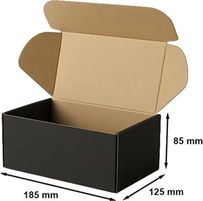Image de Carton avec découpe 185 x 125 x 85 (extérieur) Noir – 20 pièces
