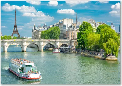Produktbild von Tulup® Leinwandbild - 100x70 cm - Wandkunst - Drucke auf Leinwand - Leinwanddruck  - Sehenswürdigkeiten & Architektur - Mehrfarbig - Seine Paris