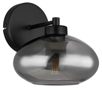 Produktbild von Wandleuchte schwarz, Glas rauchfarben, H 29 cm