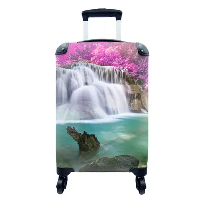 Produktbild von MuchoWow® Koffer Handgepäck Trolley Rollkoffer Kleine Reisekoffer mit 4 Rollen - Wasserfall - Rosa - Bäume - Cabin Size < 55x40x23 cm & 55x40x20 cm - Fotokoffer - Kabinenkoffer - Boardgepäck - Reise-Box - Reisekoffer - Reisegepäck - Koffer mit Bild - Trolley für Kinder