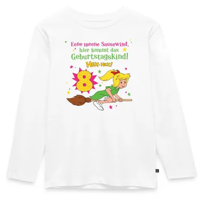 Produktbild von Spreadshirt Bibi Blocksberg Geburtstagsdesign 8 Jahre Kinder Premium Langarmshirt, 98/104 (2 Jahre), Weiß