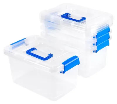 Image de Lot de 4 boîtes de rangement transparentes avec couvercle pour l'organisation