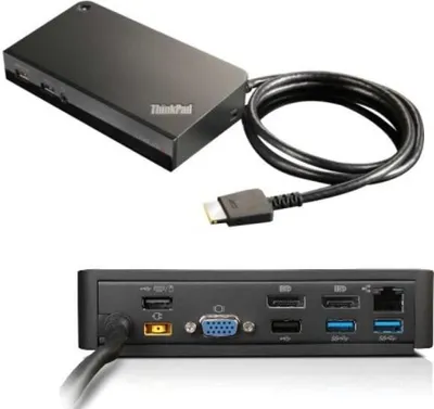 Zdjęcie produktu dla Lenovo 03X6296, Przewodowa, OneLink+, 3,5 mm, 10,100,1000 Mbit/s, Czarny