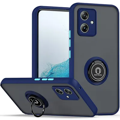 Obrázek produktu pro Pouzdro pro Motorola Moto G54 matné průsvitné TPU pouzdro s prstencovým držákem a stojánkem Tmavě modrá
