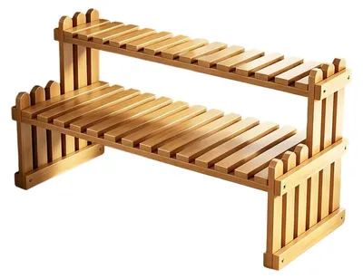 Immagine prodotto di Supporto per piante in legno, a due livelli, per interni ed esterni