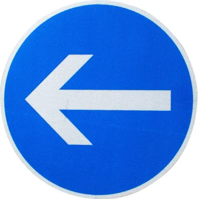 Produktbild von ORIGINAL RA2 Verkehrszeichen 211-10 Vorgeschriebene Fahrtrichtung hier links 600 mmØ Verkehrsschild Baustellenschild Straßenzeichen StVO RAL RSA-21