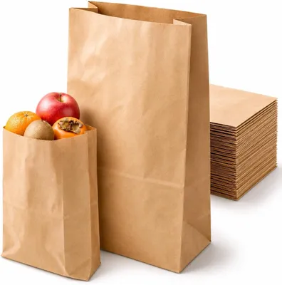 Imagen del producto de Bolsas de papel para alimentos, hechas de cartón, de 17 x 7 x 32 cm, paquete de 200 unidades, ideales para snacks