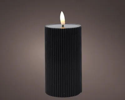 Obrázok produktu pre Sviečka LED rebrovaný plameň 15 cm čierna
