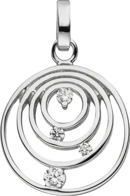 Produktbild von Anhänger aus 925 Silber rhodiniert 4 Kreise mit 4 Zirkonia Halsschmuck Damen