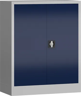 Produktbild von ClassiX Stahlschrank X-530311 enzianblau, lichtgrau 80,0 x 38,0 x 100,0 cm, aufgebaut