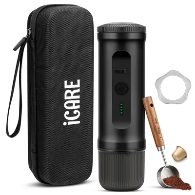 Tragbare Espressomaschine 2-in-1, Kapseln & Pulver, USB-C, 20 bar, schwarz