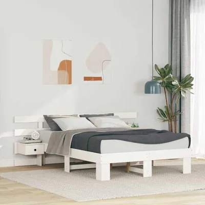 Obrázok produktu pre Maison Exclusive – posteľový rám s čelom Biela 140 x 190 cm Masívne borovicové drevo