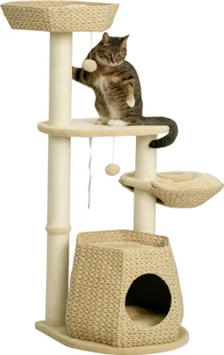 Image de Arbre š€ chat arbre š€ grimper griffoir pour chat hauteur 119 cm colonnes renforcšŠes avec niche hamac 2 balles suspendues