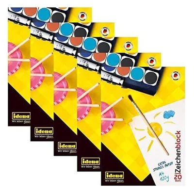 Produktbild von Idena 10387 Zeichenblock A4 20 Blatt 120 g/m² 5 Stück Malen Malblock