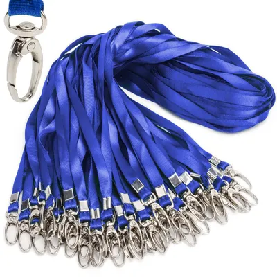 Produktbild von 50 blaue Lanyard-Clips, 81 cm lange flache Lanyards mit Ausweisclip, Halsbänder für Schlüsselanhänger, Ausweise/Namensschilder
