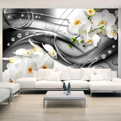 Produktbild von Fototapete selbstklebend Blumen 392x280 cm Tapete Wandtapete Wandbilder Klebefolie Dekofolie Tapetenfolie Wand Dekoration Wohnzimmer - Orchidee Design Abstrakt b-A-0150-a-c