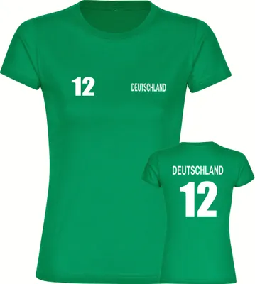 Produktbild von multifanshop Damen T-Shirt - Deutschland - Trikot Nummer 12, grün, Größe S