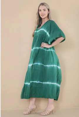 Produktbild von Sommerkleid A-Linie grün 42 44 46 48 Batik Hippie BOHO Blau Strandkleid
