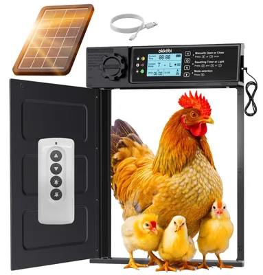 Produktbild von Automatische Hühnerklappe Hühnertür Geflügelklappe - Solarbetrieben - 38 x 28 cm - Mit Timer und Fernbedienung