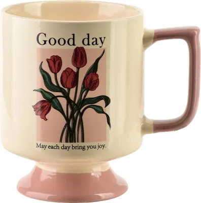 Zdjęcie produktu dla Filiżanka na nóżce, porcelana REJKA, 8 x 11,5 x 10,5 cm, różowa, 1 sztuka