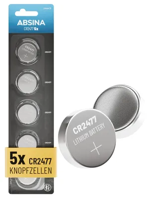Image de ABSINA 5X CR2477, pile bouton lithium 3V - Pile bouton lithium CR 2477, 3V